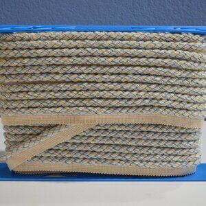 Cotton Twisted 1/2 Inch Lip Cord, Blue, White, Yellow - 28 Yards - New